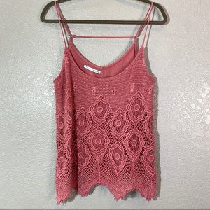 Maurices Pink Lace Tank Top Extra Large